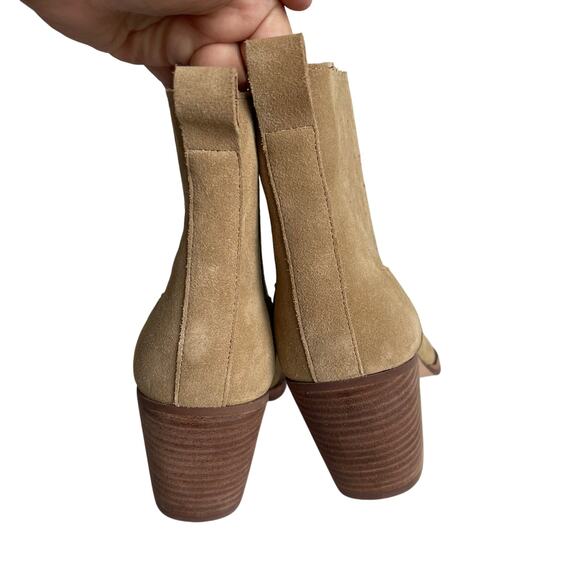 J. Crew Women's Size 8 Suede Leather Western Ankle Boots Tan Beige - Picture 5 of 11